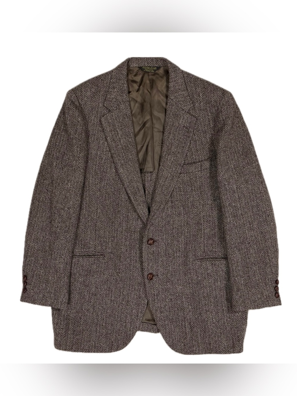 Vintage Harris Tweed USA Made Wool Brown Herringbone Blazer Sports Coat Men 46L